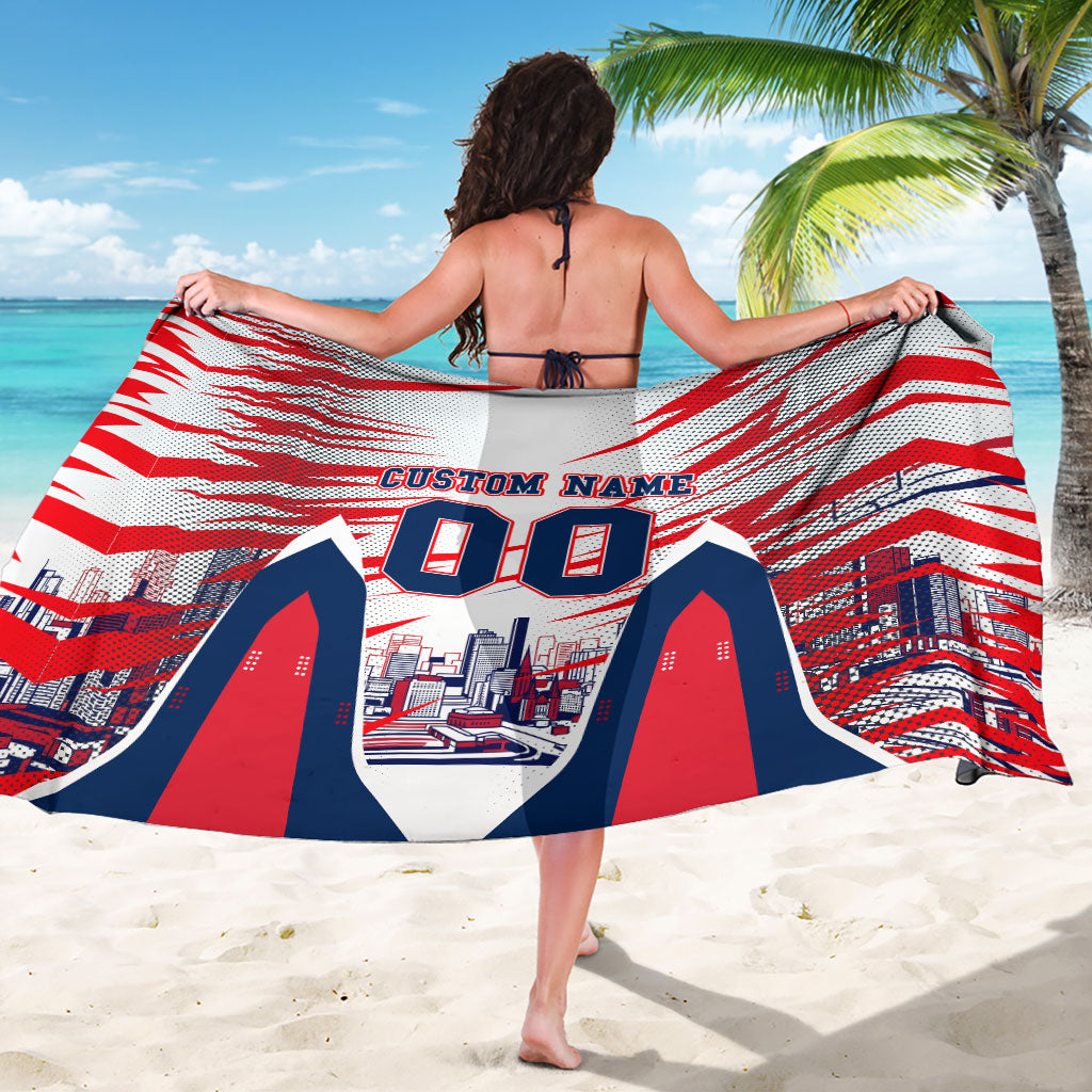 Personalised Western Bulldogs Fan Pride Sarong Muscular Bulldog Mascot Graphic Art With Melbourne City Skyline