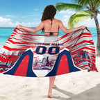 Personalised Western Bulldogs Fan Pride Sarong Muscular Bulldog Mascot Graphic Art With Melbourne City Skyline