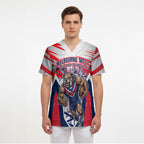 Personalised Western Bulldogs Fan Pride Scrub Top Muscular Bulldog Mascot Graphic Art With Melbourne City Skyline