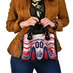 Personalised Western Bulldogs Fan Pride Shoulder Handbag Muscular Bulldog Mascot Graphic Art With Melbourne City Skyline