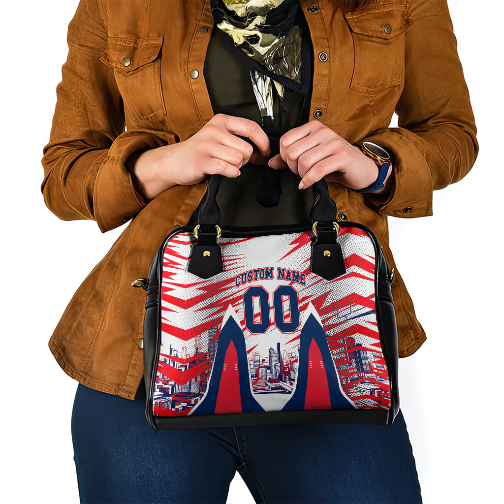Personalised Western Bulldogs Fan Pride Shoulder Handbag Muscular Bulldog Mascot Graphic Art With Melbourne City Skyline