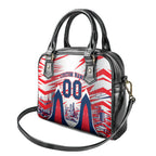 Personalised Western Bulldogs Fan Pride Shoulder Handbag Muscular Bulldog Mascot Graphic Art With Melbourne City Skyline