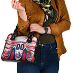 Personalised Western Bulldogs Fan Pride Shoulder Handbag Muscular Bulldog Mascot Graphic Art With Melbourne City Skyline