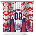 Personalised Western Bulldogs Fan Pride Shower Curtain Muscular Bulldog Mascot Graphic Art With Melbourne City Skyline