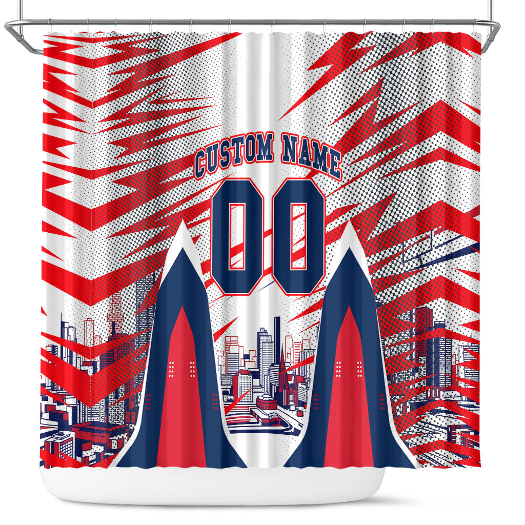 Personalised Western Bulldogs Fan Pride Shower Curtain Muscular Bulldog Mascot Graphic Art With Melbourne City Skyline