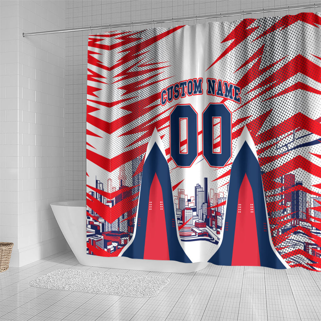 Personalised Western Bulldogs Fan Pride Shower Curtain Muscular Bulldog Mascot Graphic Art With Melbourne City Skyline