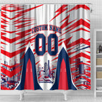 Personalised Western Bulldogs Fan Pride Shower Curtain Muscular Bulldog Mascot Graphic Art With Melbourne City Skyline