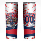 Personalised Western Bulldogs Fan Pride Skinny Tumbler Muscular Bulldog Mascot Graphic Art With Melbourne City Skyline