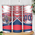 Personalised Western Bulldogs Fan Pride Skinny Tumbler Muscular Bulldog Mascot Graphic Art With Melbourne City Skyline