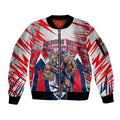 Personalised Western Bulldogs Fan Pride Sleeve Zip Bomber Jacket Muscular Bulldog Mascot Graphic Art With Melbourne City Skyline