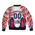 Personalised Western Bulldogs Fan Pride Sleeve Zip Bomber Jacket Muscular Bulldog Mascot Graphic Art With Melbourne City Skyline