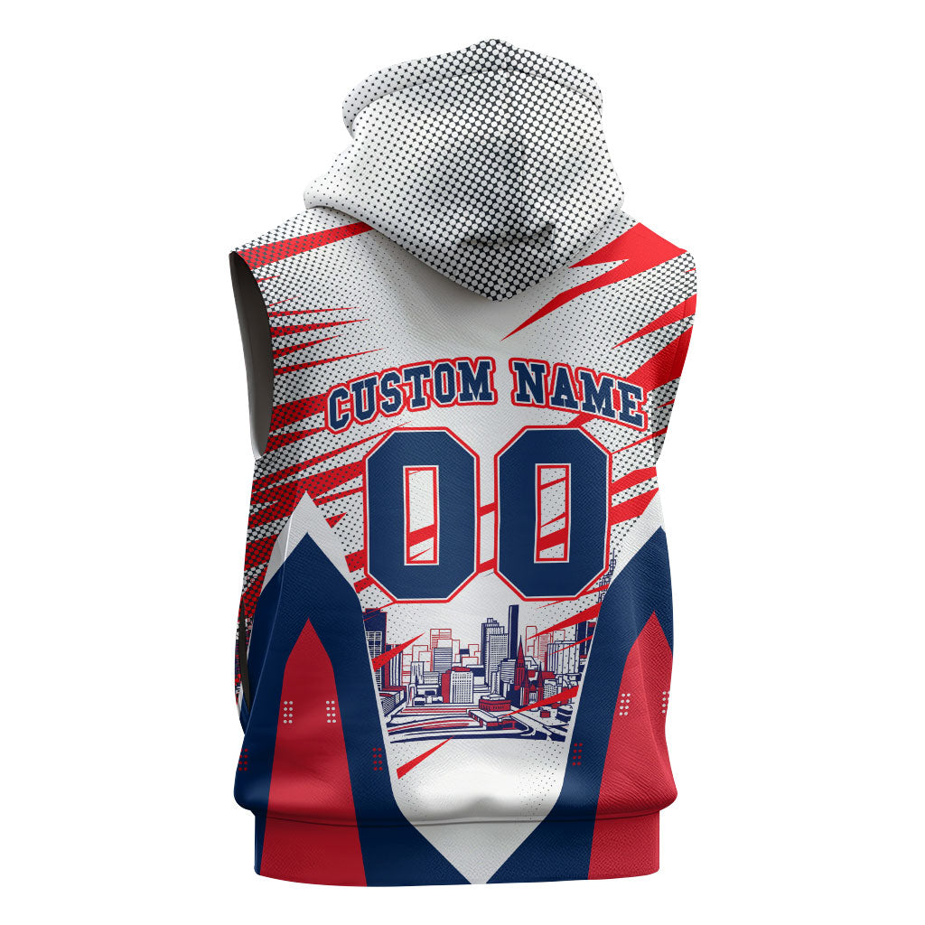 Personalised Western Bulldogs Fan Pride Sleeveless Hoodie Muscular Bulldog Mascot Graphic Art With Melbourne City Skyline