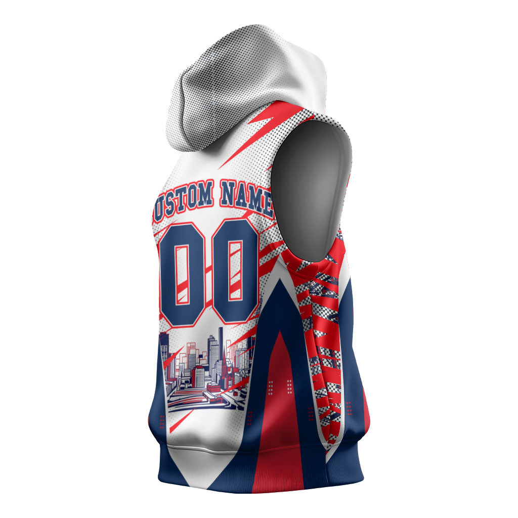 Personalised Western Bulldogs Fan Pride Sleeveless Hoodie Muscular Bulldog Mascot Graphic Art With Melbourne City Skyline
