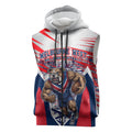 Personalised Western Bulldogs Fan Pride Sleeveless Zip Hoodie Muscular Bulldog Mascot Graphic Art With Melbourne City Skyline