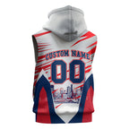 Personalised Western Bulldogs Fan Pride Sleeveless Zip Hoodie Muscular Bulldog Mascot Graphic Art With Melbourne City Skyline