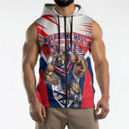 Personalised Western Bulldogs Fan Pride Sleeveless Zip Hoodie Muscular Bulldog Mascot Graphic Art With Melbourne City Skyline