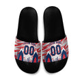 Personalised Western Bulldogs Fan Pride Slide Sandals Muscular Bulldog Mascot Graphic Art With Melbourne City Skyline