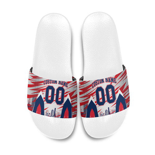 Personalised Western Bulldogs Fan Pride Slide Sandals Muscular Bulldog Mascot Graphic Art With Melbourne City Skyline