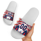 Personalised Western Bulldogs Fan Pride Slide Sandals Muscular Bulldog Mascot Graphic Art With Melbourne City Skyline
