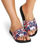 Personalised Western Bulldogs Fan Pride Slide Sandals Muscular Bulldog Mascot Graphic Art With Melbourne City Skyline