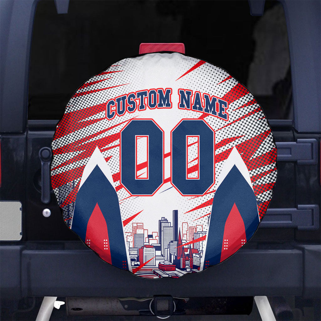 Personalised Western Bulldogs Fan Pride Spare Tire Cover Muscular Bulldog Mascot Graphic Art With Melbourne City Skyline