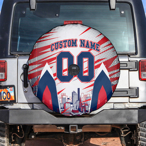 Personalised Western Bulldogs Fan Pride Spare Tire Cover Muscular Bulldog Mascot Graphic Art With Melbourne City Skyline