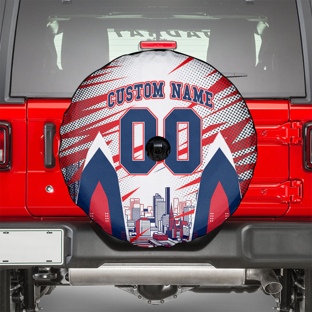 Personalised Western Bulldogs Fan Pride Spare Tire Cover Muscular Bulldog Mascot Graphic Art With Melbourne City Skyline