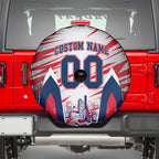 Personalised Western Bulldogs Fan Pride Spare Tire Cover Muscular Bulldog Mascot Graphic Art With Melbourne City Skyline