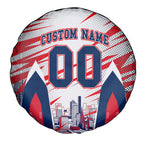 Personalised Western Bulldogs Fan Pride Spare Tire Cover Muscular Bulldog Mascot Graphic Art With Melbourne City Skyline