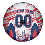 Personalised Western Bulldogs Fan Pride Spare Tire Cover Muscular Bulldog Mascot Graphic Art With Melbourne City Skyline