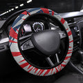 Western Bulldogs Fan Pride Steering Wheel Cover Muscular Bulldog Mascot Graphic Art With Melbourne City Skyline