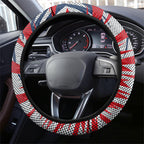Western Bulldogs Fan Pride Steering Wheel Cover Muscular Bulldog Mascot Graphic Art With Melbourne City Skyline