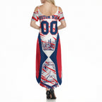 Personalised Western Bulldogs Fan Pride Summer Maxi Dress Muscular Bulldog Mascot Graphic Art With Melbourne City Skyline