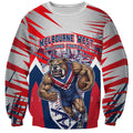 Personalised Western Bulldogs Fan Pride Sweatshirt Muscular Bulldog Mascot Graphic Art With Melbourne City Skyline