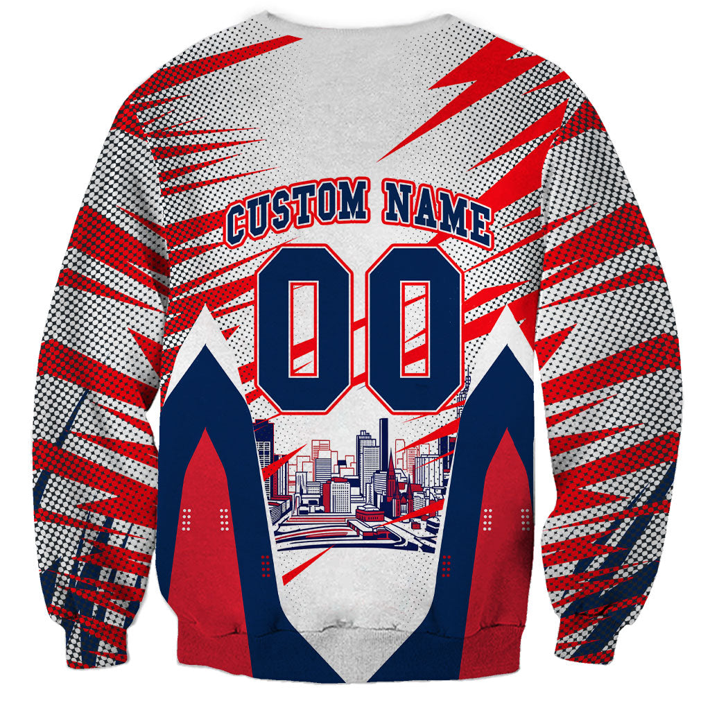 Personalised Western Bulldogs Fan Pride Sweatshirt Muscular Bulldog Mascot Graphic Art With Melbourne City Skyline