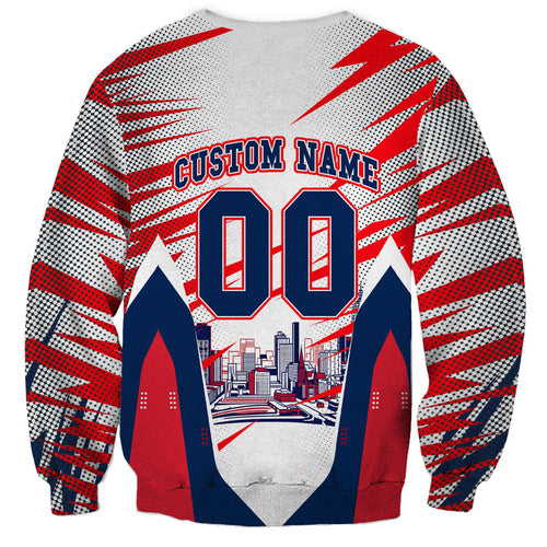 Personalised Western Bulldogs Fan Pride Sweatshirt Muscular Bulldog Mascot Graphic Art With Melbourne City Skyline