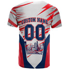 Personalised Western Bulldogs Fan Pride T Shirt Muscular Bulldog Mascot Graphic Art With Melbourne City Skyline