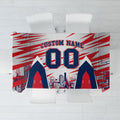 Personalised Western Bulldogs Fan Pride Tablecloth Muscular Bulldog Mascot Graphic Art With Melbourne City Skyline