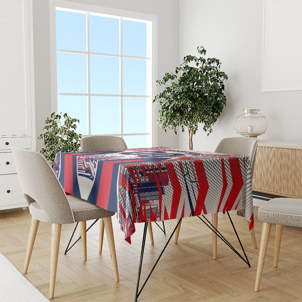 Personalised Western Bulldogs Fan Pride Tablecloth Muscular Bulldog Mascot Graphic Art With Melbourne City Skyline