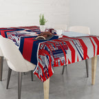 Personalised Western Bulldogs Fan Pride Tablecloth Muscular Bulldog Mascot Graphic Art With Melbourne City Skyline