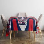 Personalised Western Bulldogs Fan Pride Tablecloth Muscular Bulldog Mascot Graphic Art With Melbourne City Skyline