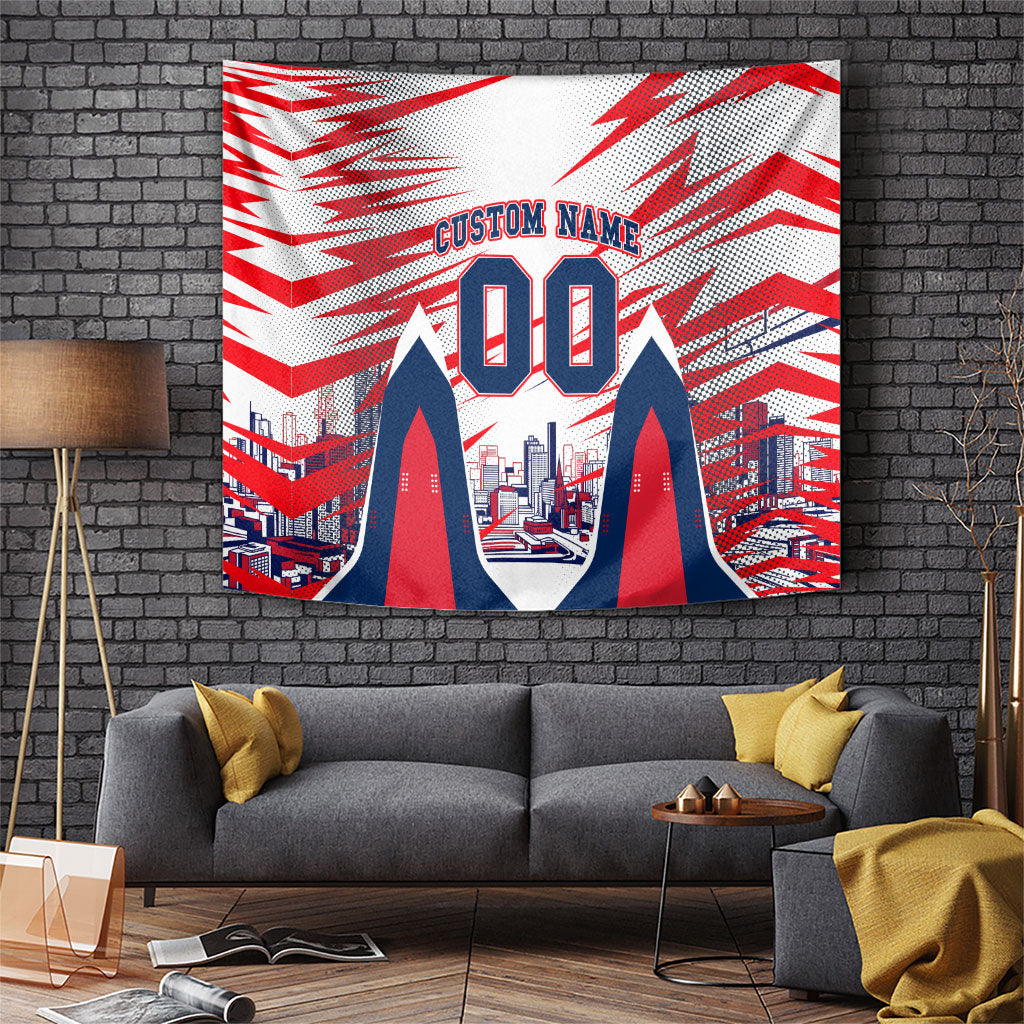 Personalised Western Bulldogs Fan Pride Tapestry Muscular Bulldog Mascot Graphic Art With Melbourne City Skyline