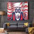 Personalised Western Bulldogs Fan Pride Tapestry Muscular Bulldog Mascot Graphic Art With Melbourne City Skyline