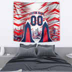 Personalised Western Bulldogs Fan Pride Tapestry Muscular Bulldog Mascot Graphic Art With Melbourne City Skyline