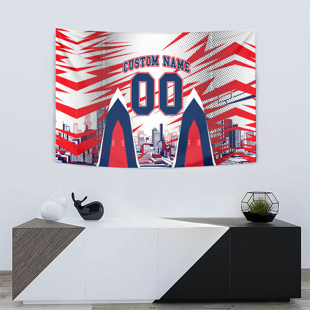 Personalised Western Bulldogs Fan Pride Tapestry Muscular Bulldog Mascot Graphic Art With Melbourne City Skyline