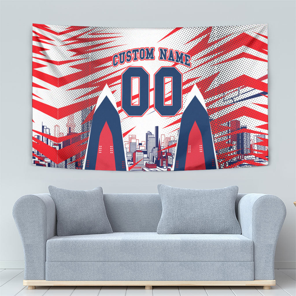 Personalised Western Bulldogs Fan Pride Tapestry Muscular Bulldog Mascot Graphic Art With Melbourne City Skyline