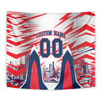 Personalised Western Bulldogs Fan Pride Tapestry Muscular Bulldog Mascot Graphic Art With Melbourne City Skyline