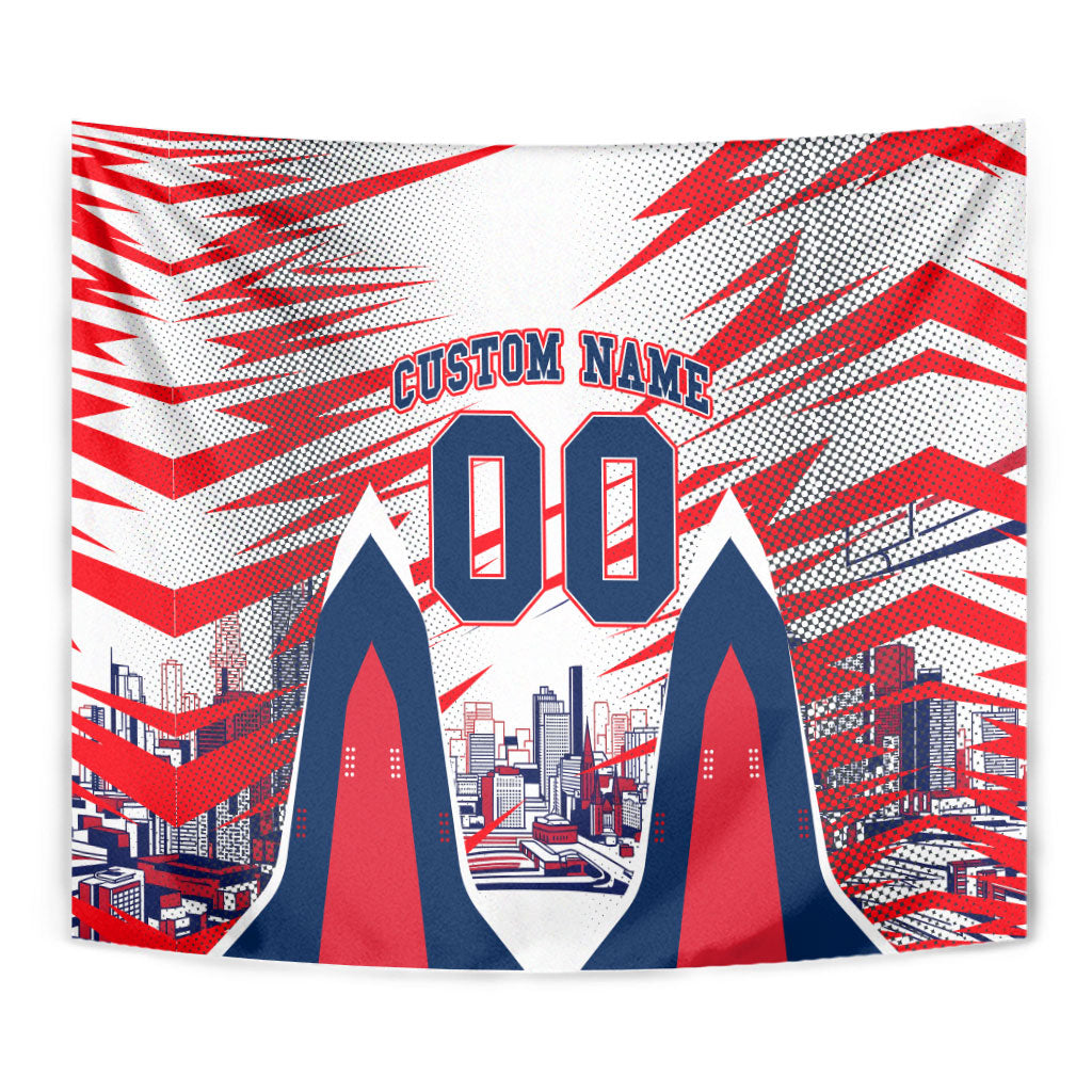 Personalised Western Bulldogs Fan Pride Tapestry Muscular Bulldog Mascot Graphic Art With Melbourne City Skyline
