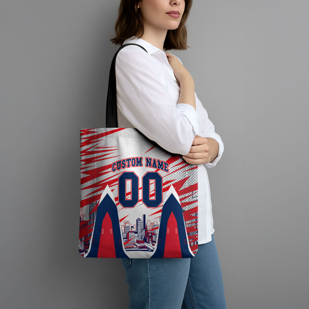 Personalised Western Bulldogs Fan Pride Tote Bag Muscular Bulldog Mascot Graphic Art With Melbourne City Skyline