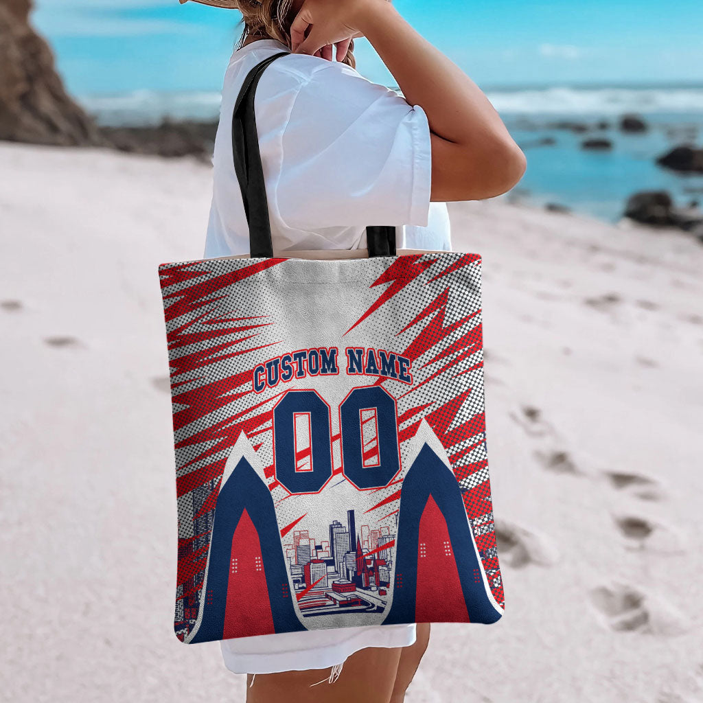 Personalised Western Bulldogs Fan Pride Tote Bag Muscular Bulldog Mascot Graphic Art With Melbourne City Skyline
